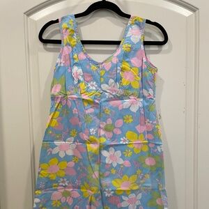 Blue Floral Vintage Sleeveless Dress